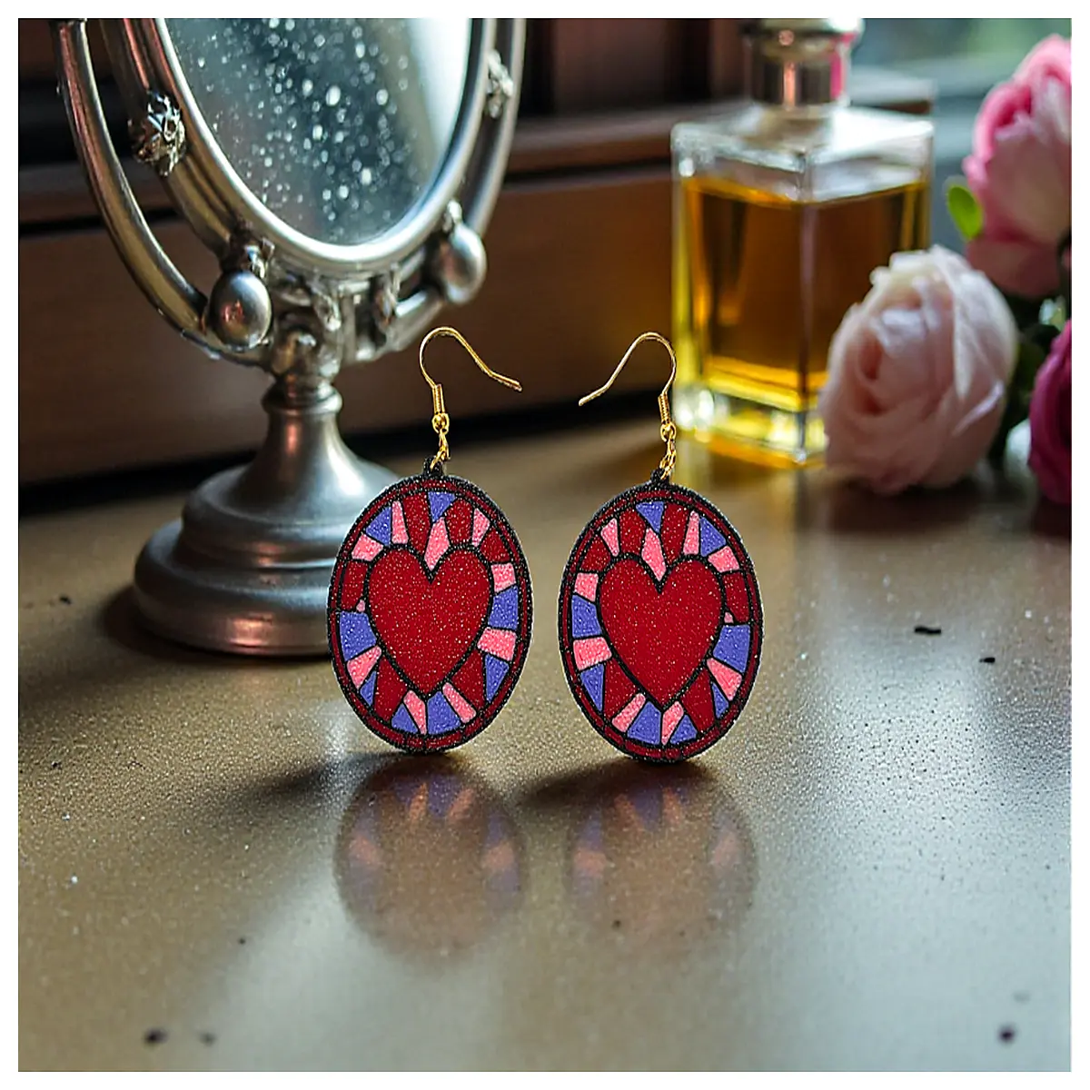 mirror earrings for women reflective silver hoop jewelry shiny metal drop studs aesthetic dangle earrings