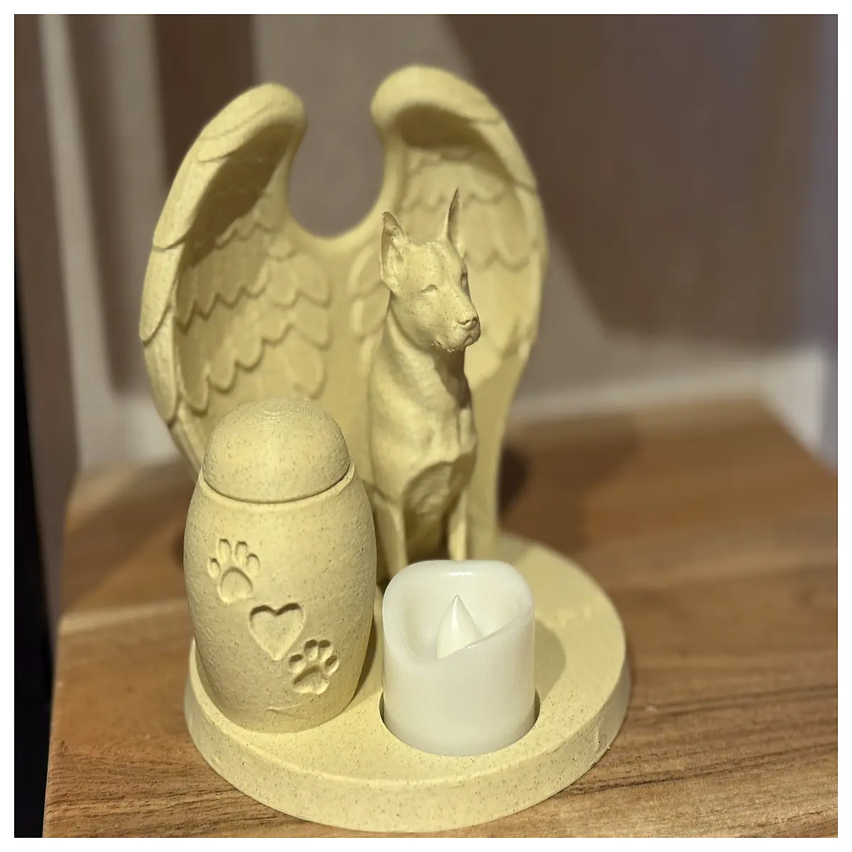 Shepherd Dog Urn Memorial Candle Holder Grave Marker Remembrance Gift Pet Cemetery Short haired Grey Urn