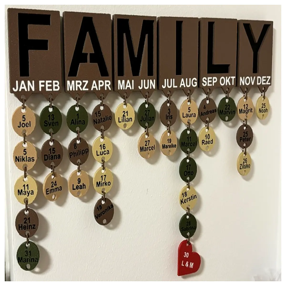 custom family birthday wall calendar personalized home decor parents grandparents
