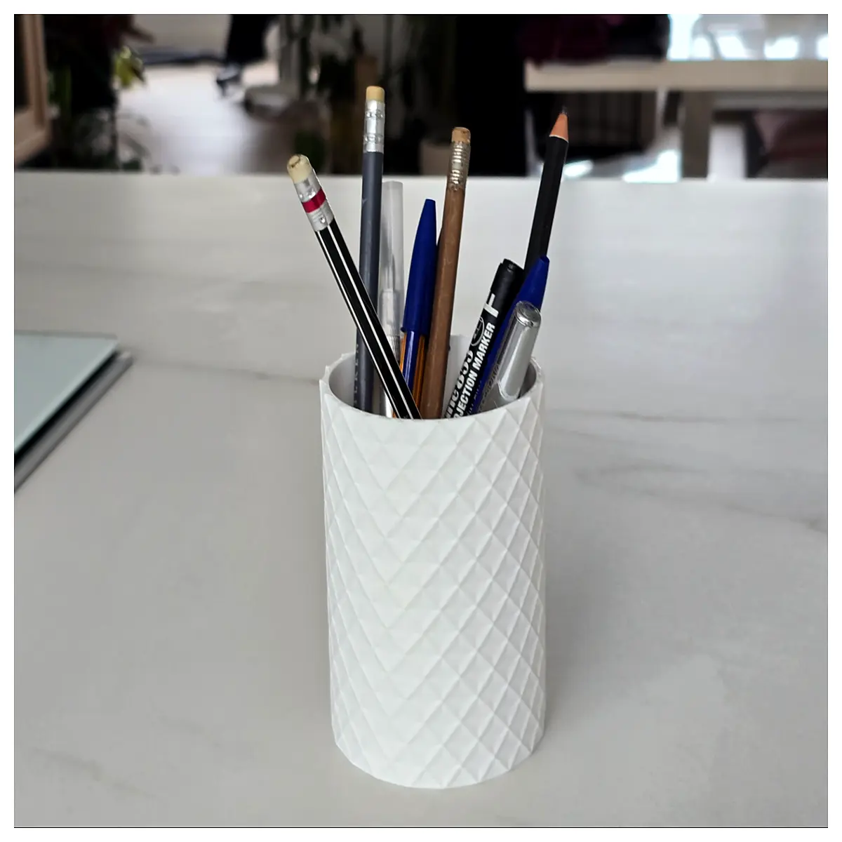 geometric mesh metal pen holder desk organizer office supplies storage