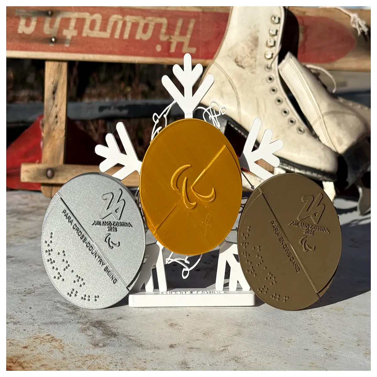 2026 Winter Para Games Medals Display Stand Ice Snow Sports Memorials Medal Display Ice Competition Collection Trophy