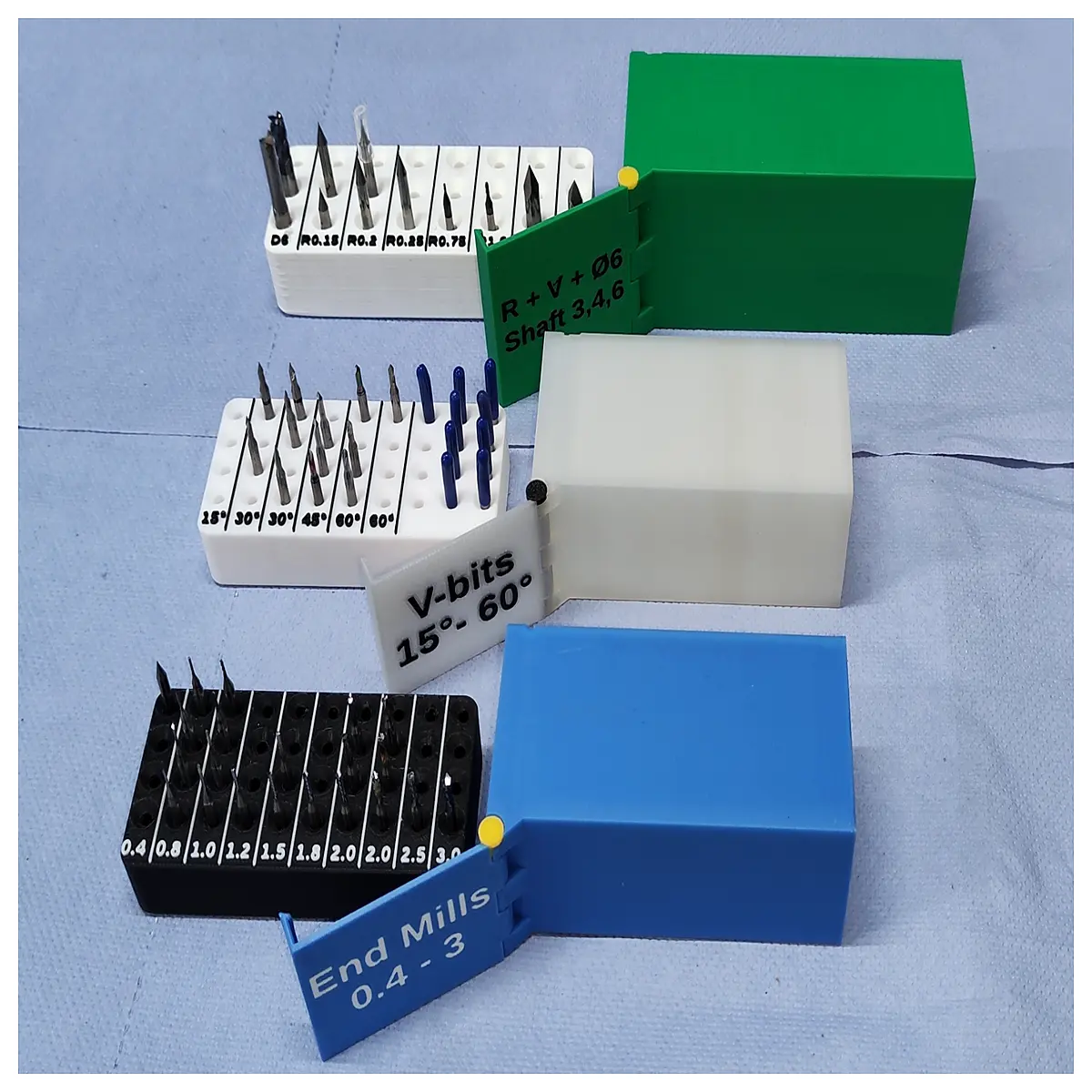 magnetic tool organizer box for end mills and drill bits color coded labels workshop storage cnc cutter holder