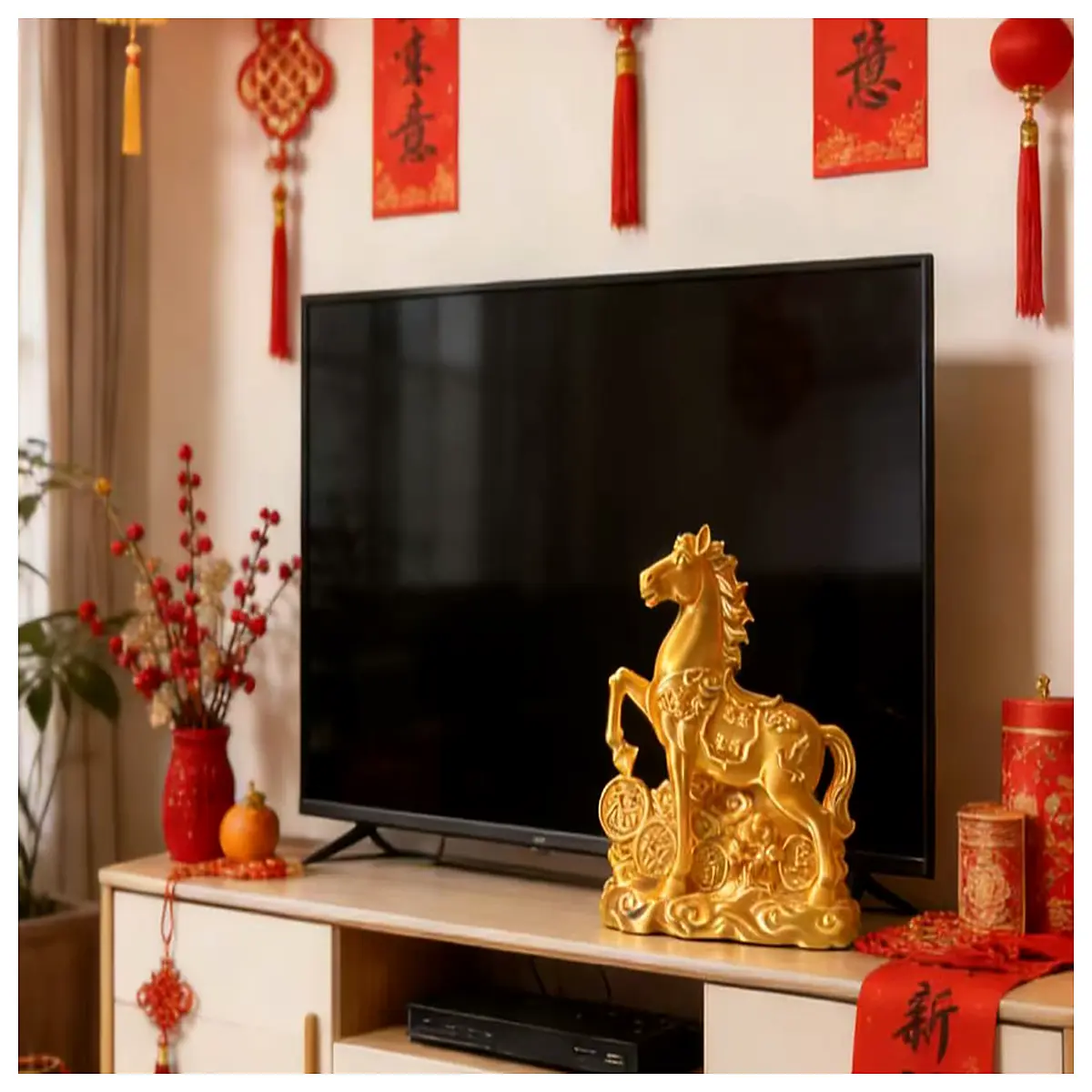 Golden Horse Lucky Ornament Symbolizes Good Home Decor Traditional Culture Ornament Gift Idea Enhance Luck
