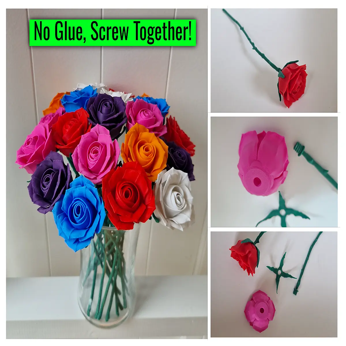 Rose Bouquet Connector Glue Screw Fixation Floral Decoration Quick Assembly Rose Bouquet Accessories