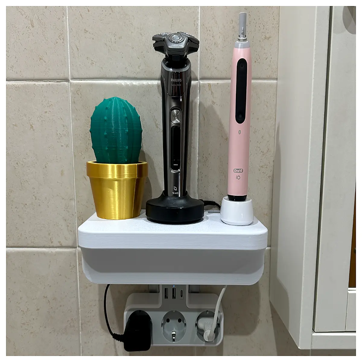 bathroom cord organizer shelf wall mounted cable management rack for hair dryer charger storage hidden wire holder