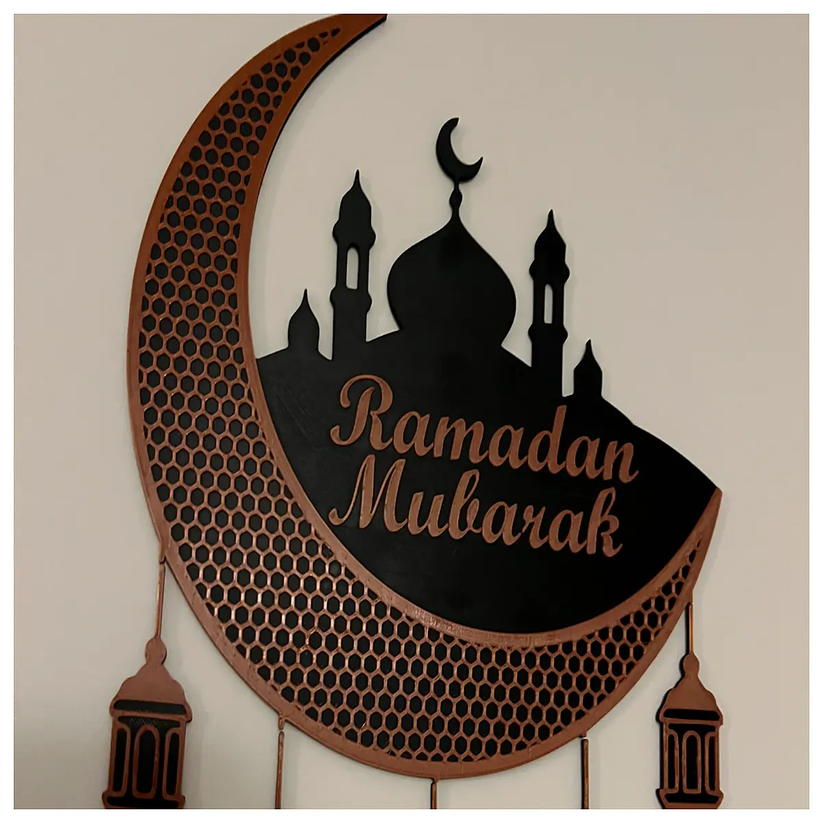Ramadan Mubarak Wall Art Crescent Moon Decor Islamic Holiday Gift Religious Artwork Festive Wall Hanging