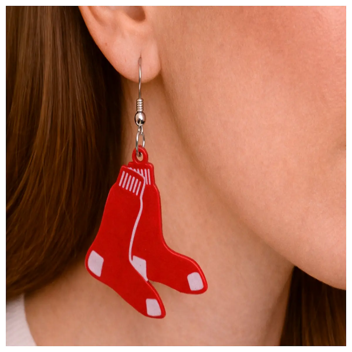 Red Sox Earrings Baseball Memorabilia Gift Baseball Theme Jewelry