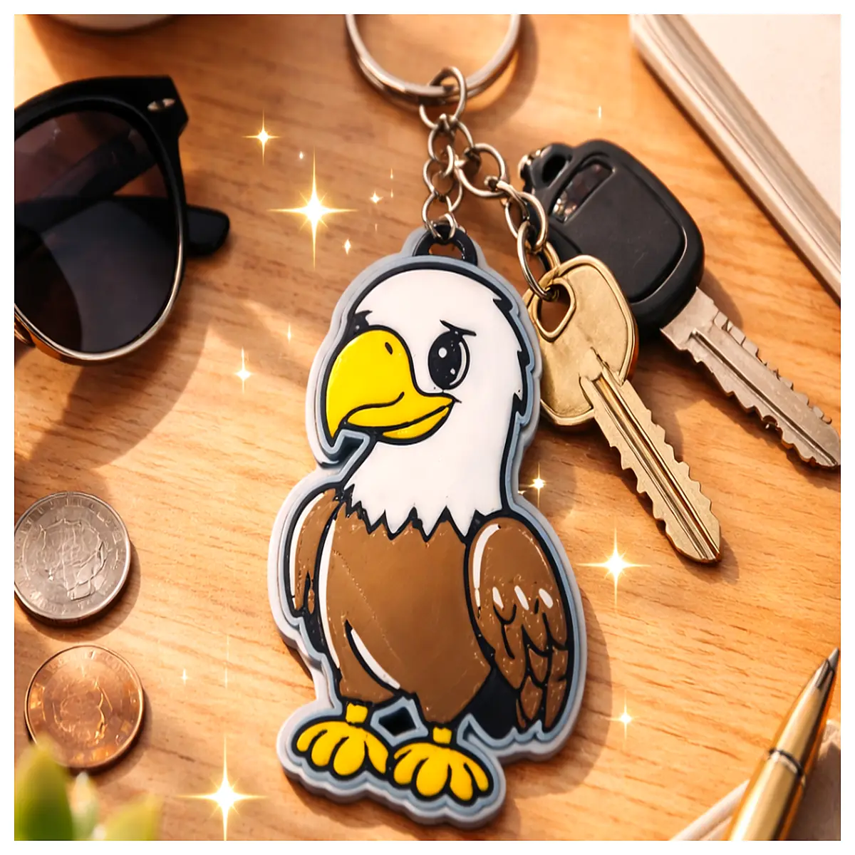 White Bellied Diver Keychain Bird Sculpture Ocean Decor Collectible Figurine Creative Gift Bird Lover
