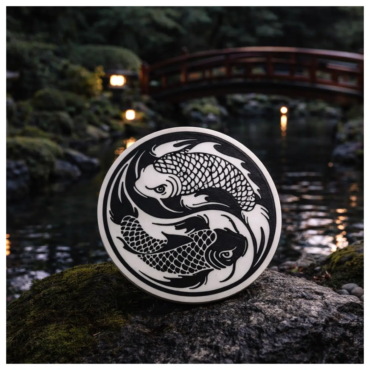 Zen Koi Garden Coasters Japanese Wabi Sabi Style Desktop Decoration Zen Decor Pad Set