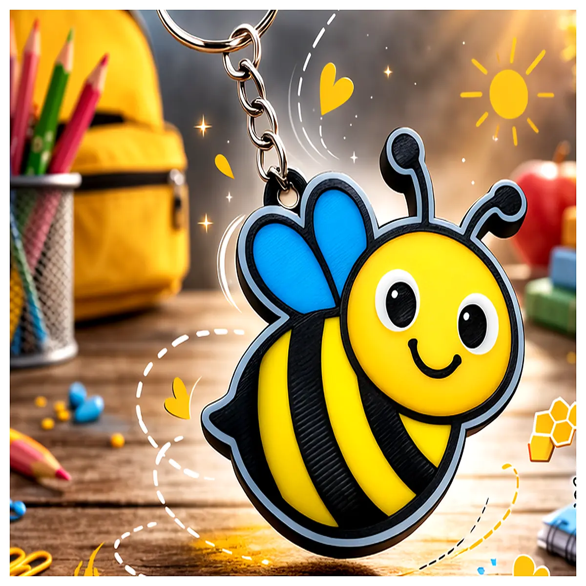 Bee Keychain Cute Bee Charm Phone Decoration Gift Memorial Keepsake Bracelet Accessory