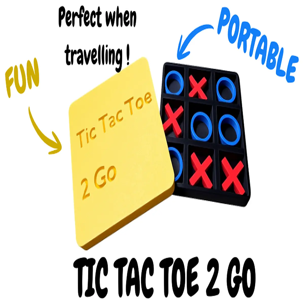 Toe 2 Go Portable 3D Printed Travel Game Innovative Puzzle Toy Play Anywhere