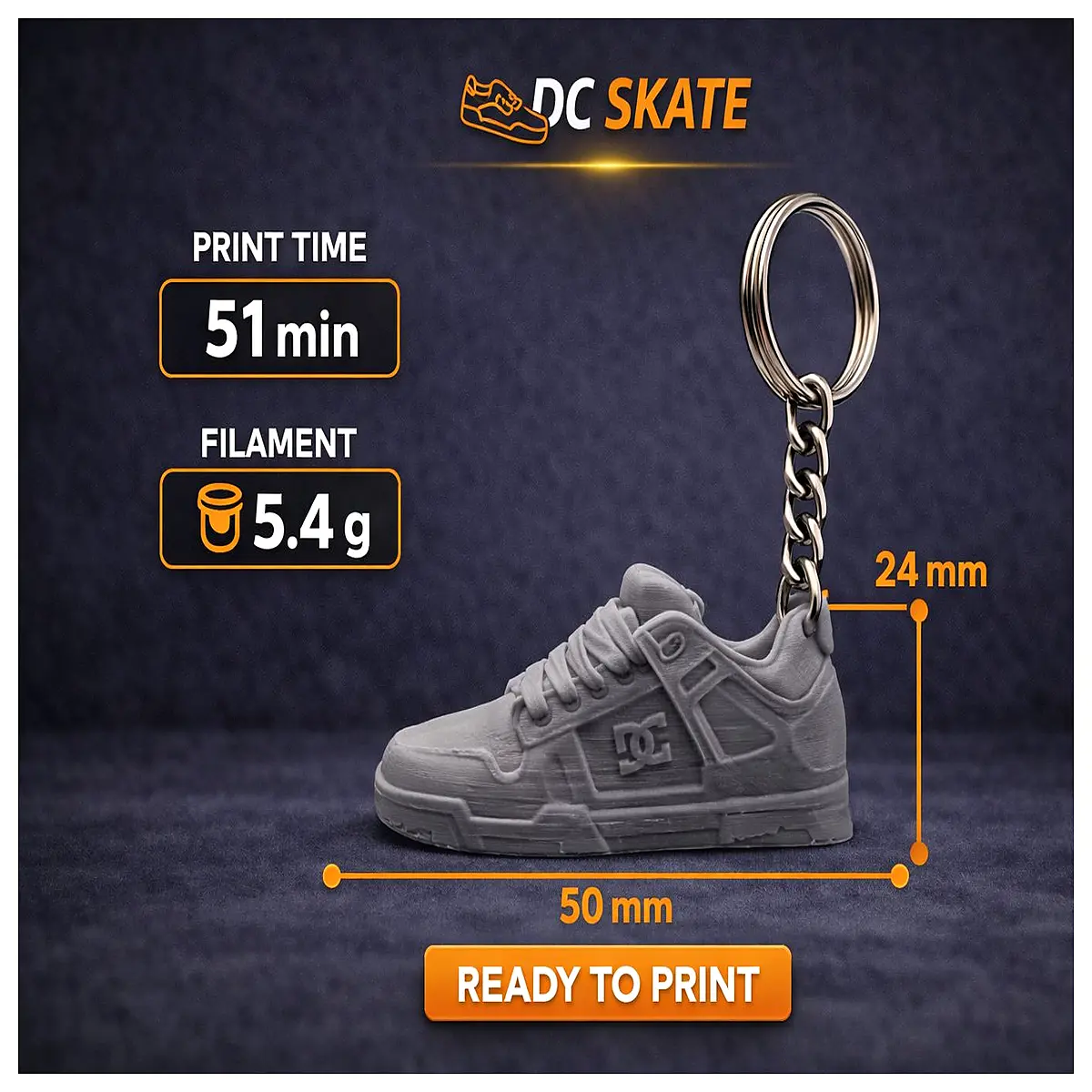 DC Skate Keychain Skateboard Accessory Keyring Sports Gift Cool Charm Riding Gear