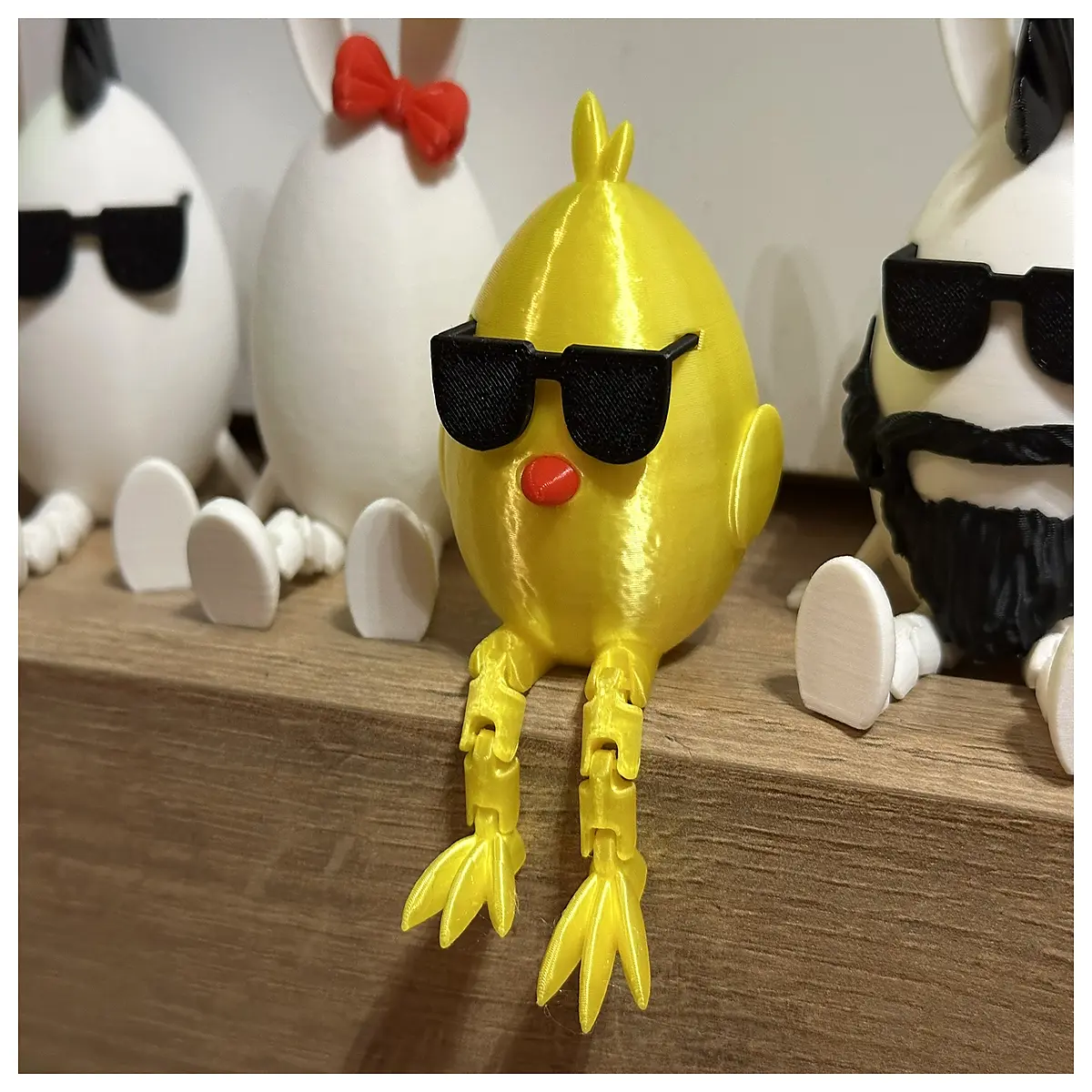 articulated jointed easter chick figurine family set holiday home decor spring table centerpiece