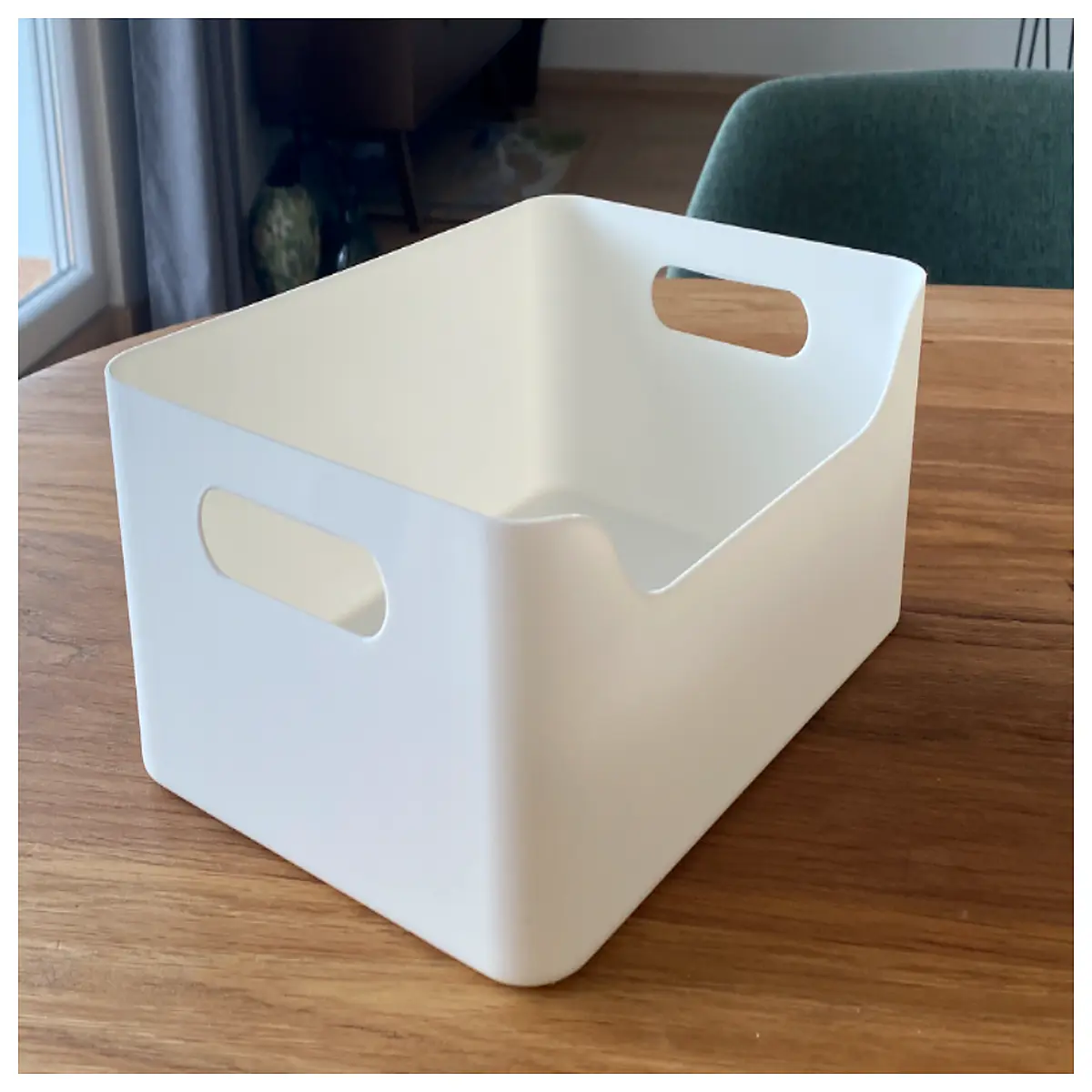 minimalist handle storage box organizer for desk bathroom kitchen countertop plastic lidded container