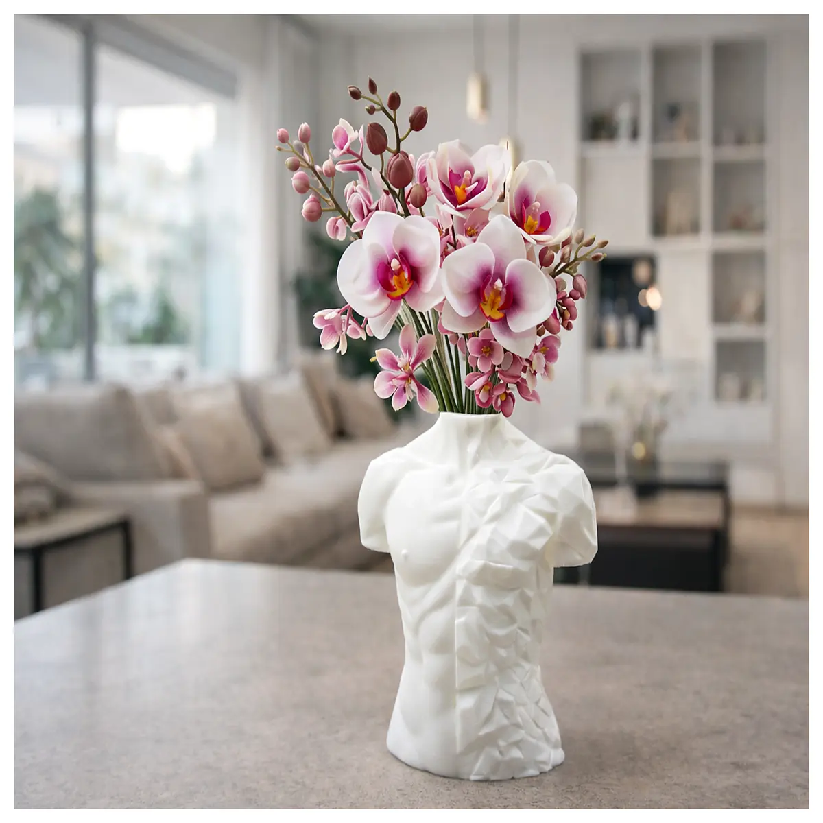 Modern Geometric Male Sculpture Vase Decorative Home Art Piece Arrangement Contemporary Minimalist Art Ornament