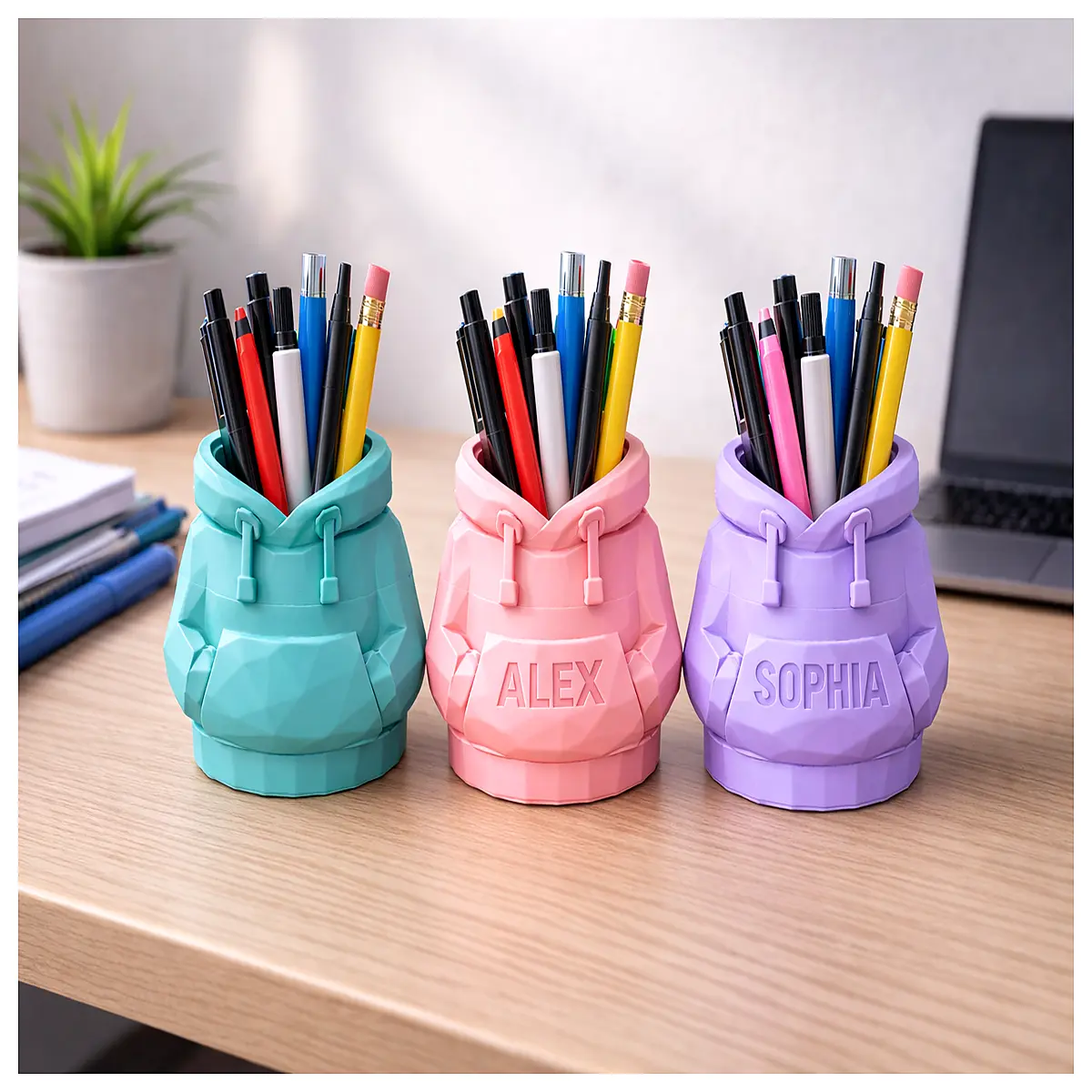 hoodie shaped polygon pencil case low poly stationery organizer bag for school supplies
