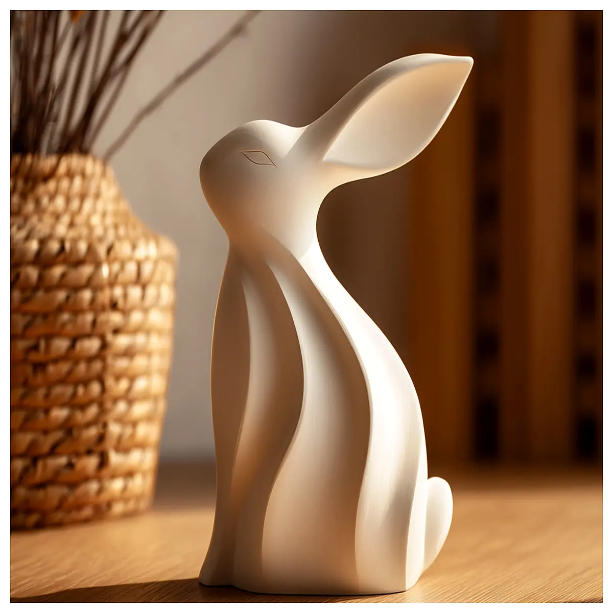 Easter Bunny Sculpture Modern Home Decor Minimalist Art Figurine Festive Decoration