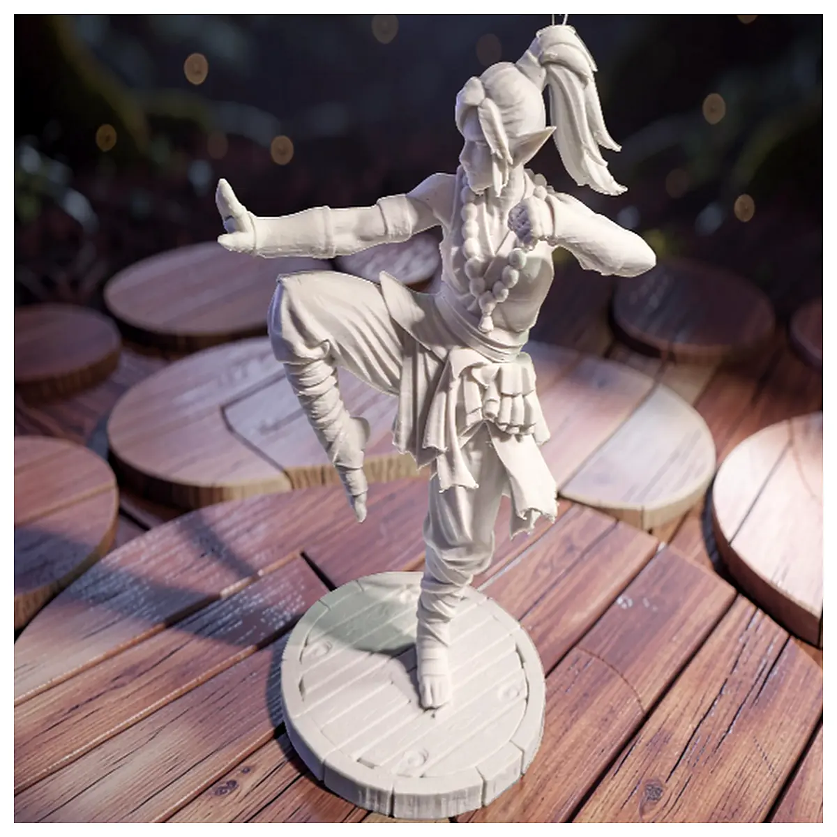 Female Monk Model Miniature Martial Arts Statue Collectible Micro Figure Anime Character Toy Model