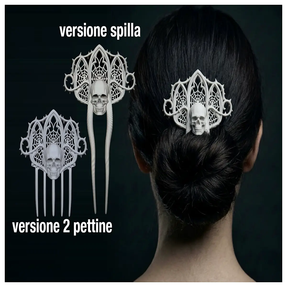 Gothic Skull Hair Clip Black Devil Skull Hair Comb Accessory Hair Strand Decoration Gothic Style Hairpiece Hair Styling