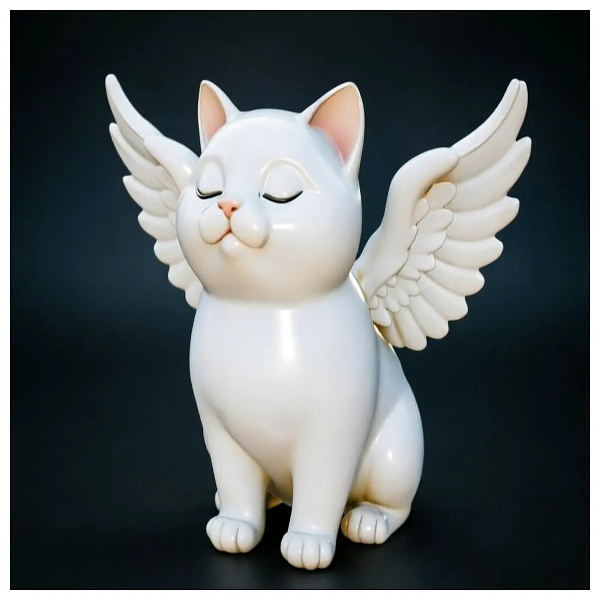 Healing Winged Cat Figurine Cute Cat Decoration Desktop Ornament Gift Cat Figurine Pet Decor