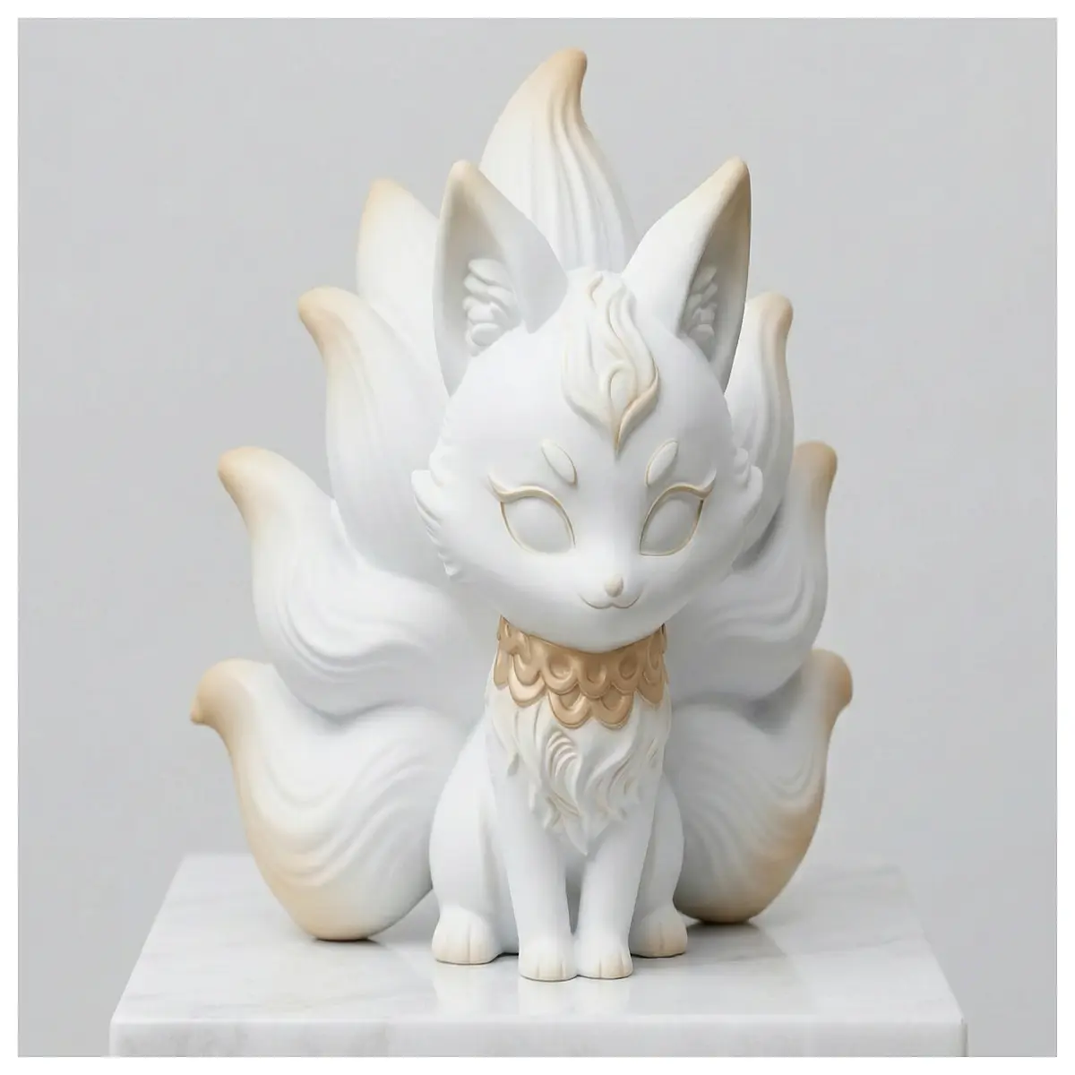 cute nine tailed fox plush toy kitsune spirit animal figurine fantasy creature decoration for bedroom desk