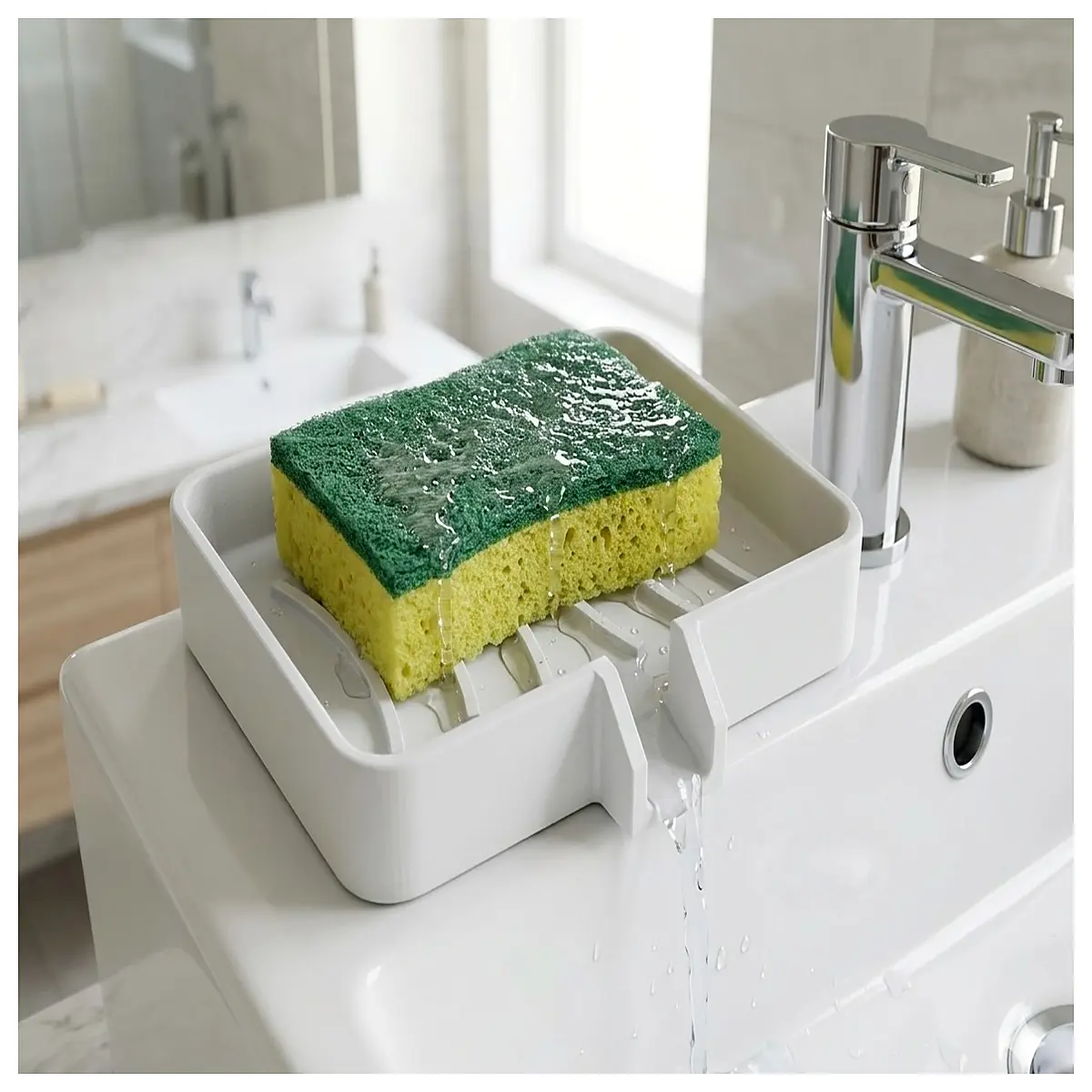 sponge holder for kitchen sink sponge rack organizer soap dish bathroom sponge caddy with drainage