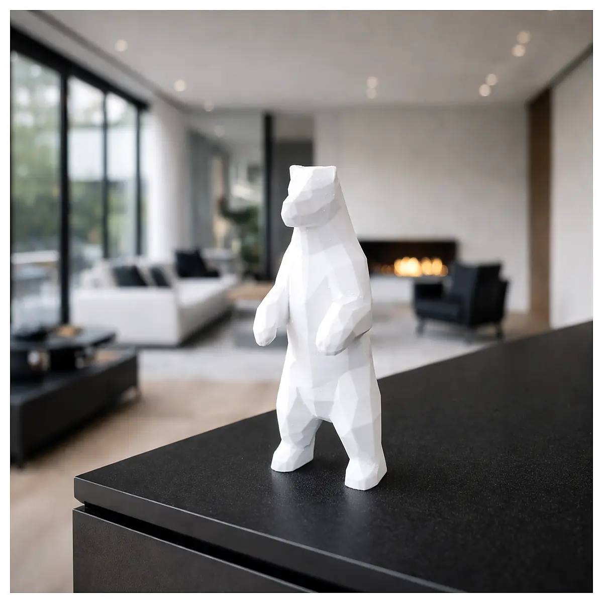 Low Poly Standing Bear Figurine Modern Home Decor Kids Room Toy Living Room Decoration Cute Cartoon