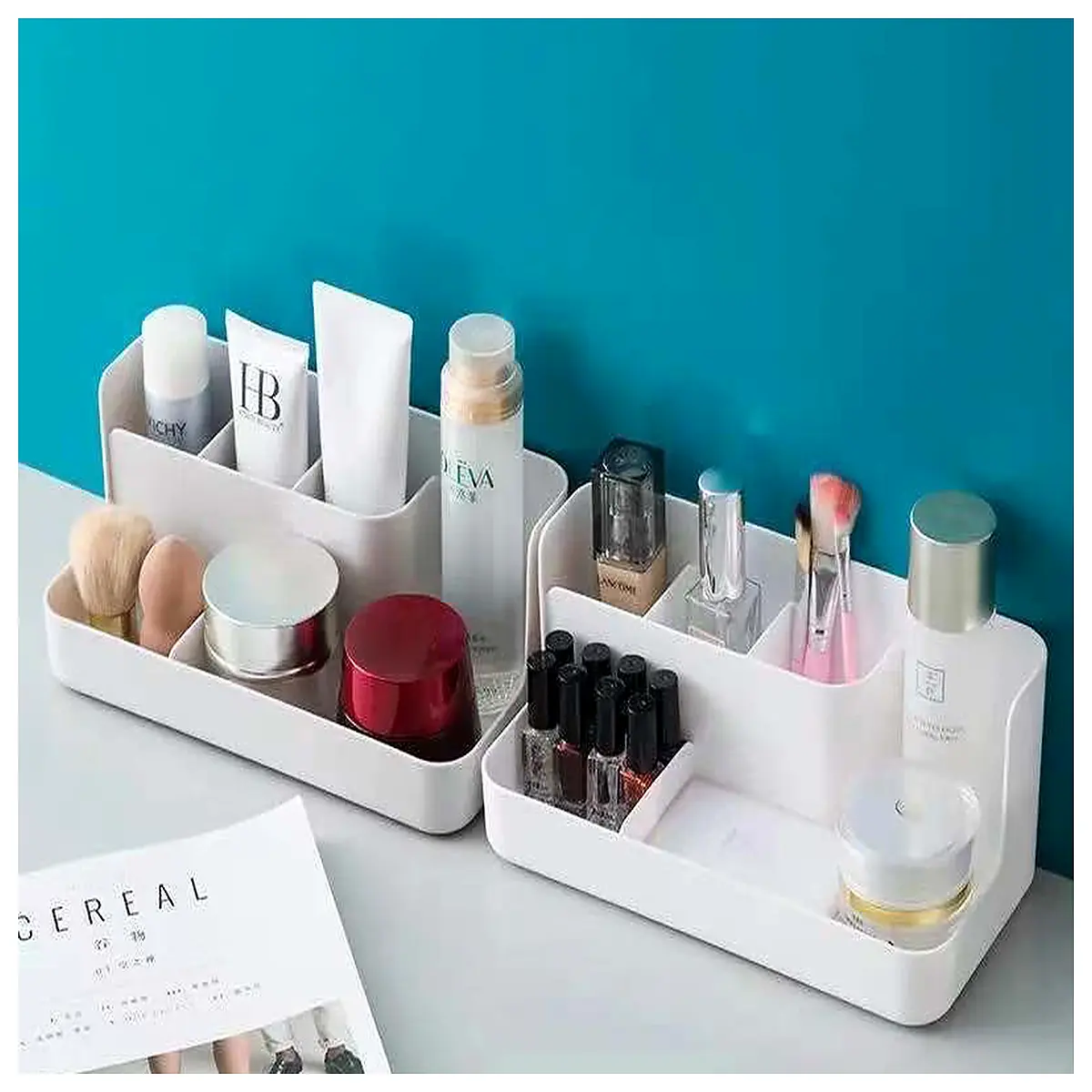 Cosmetic Organizer Box Multi Compartment Shelf Simple Fashion Desktop Storage Box Fragment Organizer