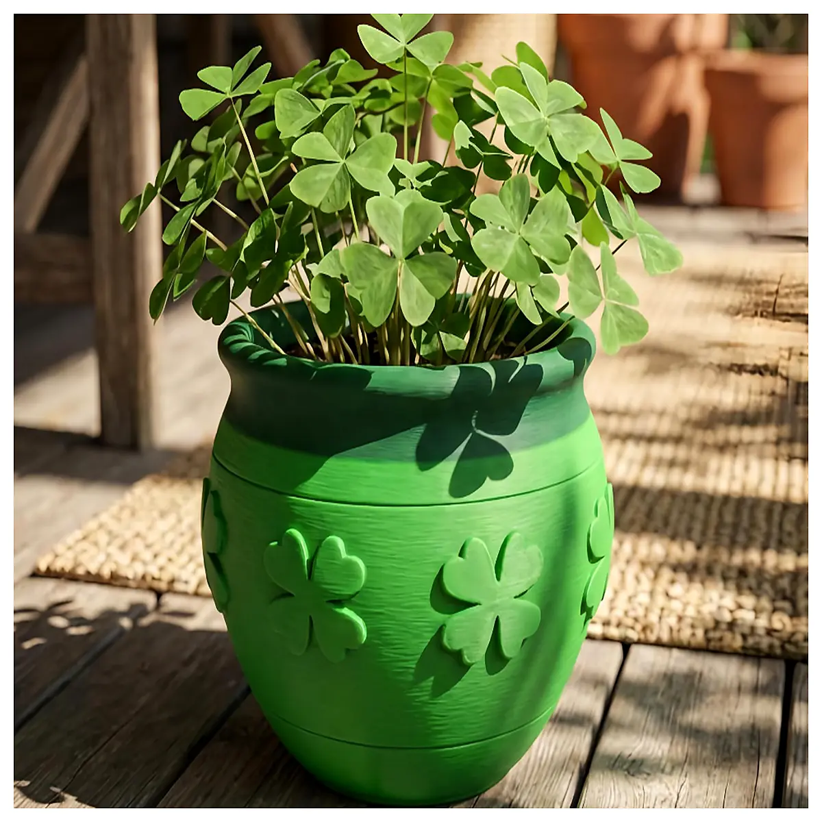 St Patrick s Day Shamrock Planter Festive Garden Decor Indoor Pot Lucky Charm Green Plant Container