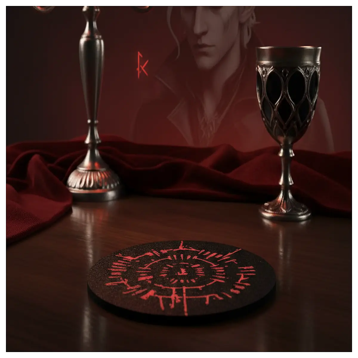 baldur s gate 3 astarion vampire coaster set dnd party accessories gothic drink mats tabletop gaming gear