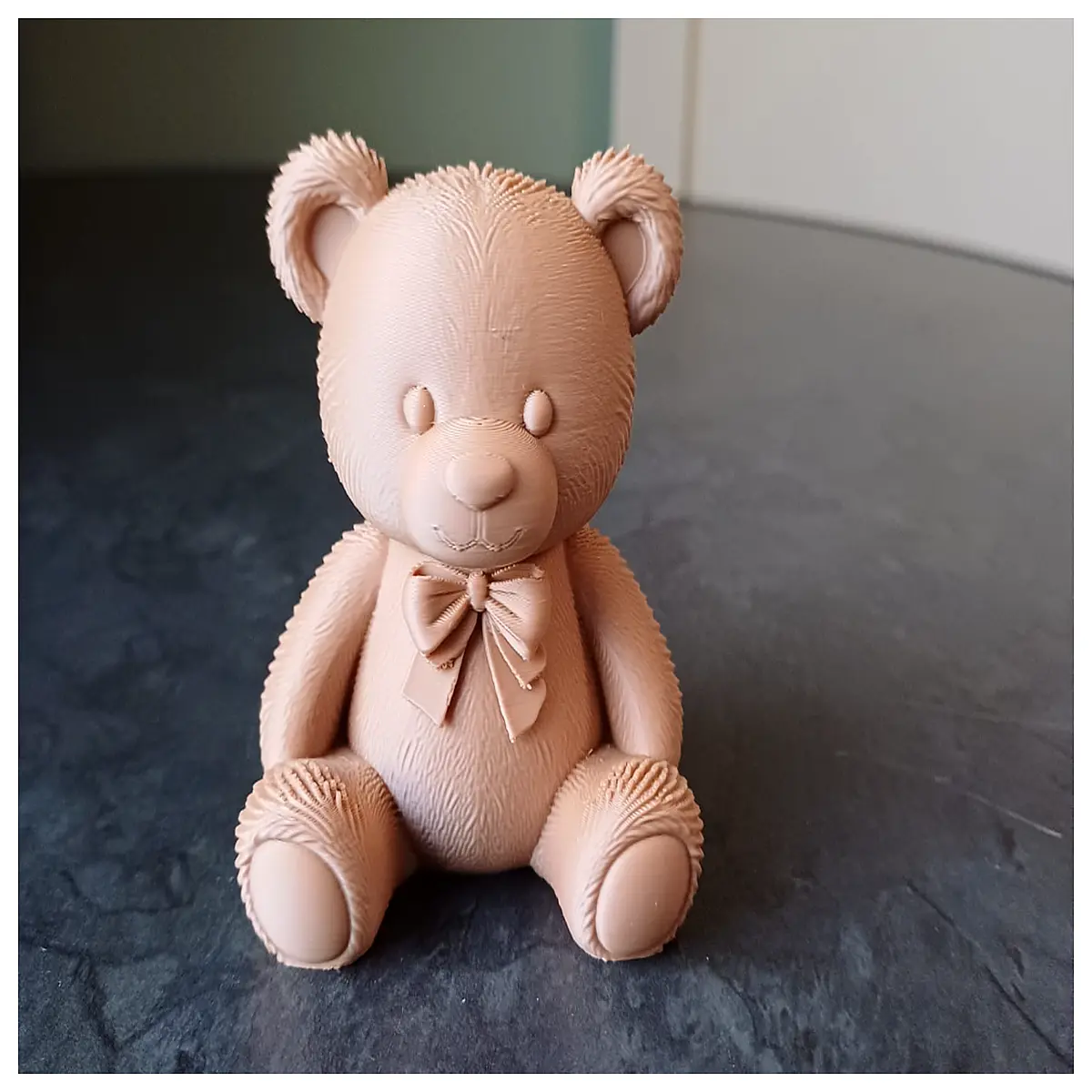 cute teddy bear sitting statue plush toy for home decor shelf gift