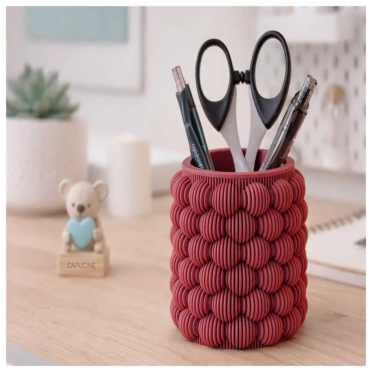 Ribbed Bubble Desktop Organizer Modern Pen Holder Desk Storage Box Office Organizer Creative Decorative Container