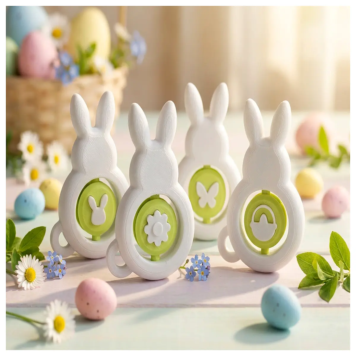 Easter Bunny Rotating Stress Ball Keyring 4 s Anxiety Relief Toy Fun Puzzle Gift Kids Birthday Present