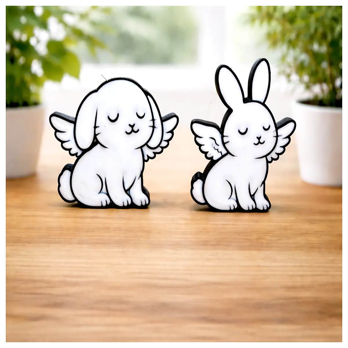 Angel Rabbit Statue Figure Memorial Sculpture Cute Pet Decoration Desktop Ornament Friends