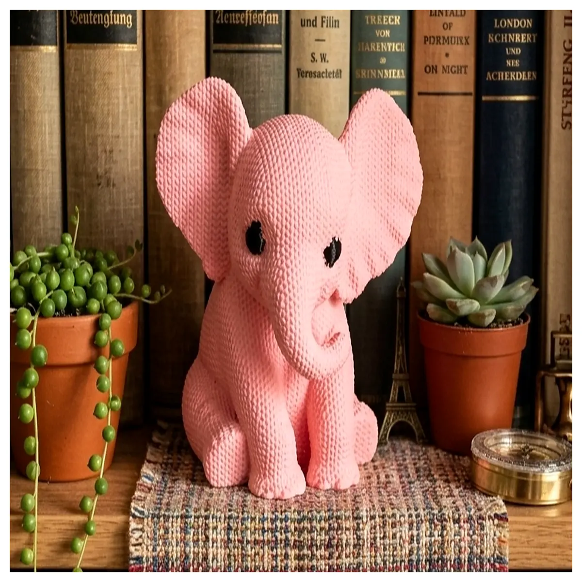 Knitted Elephant Toy Cute Plush Decoration Handicraft Kids Gift Home Decor Knitted Craft