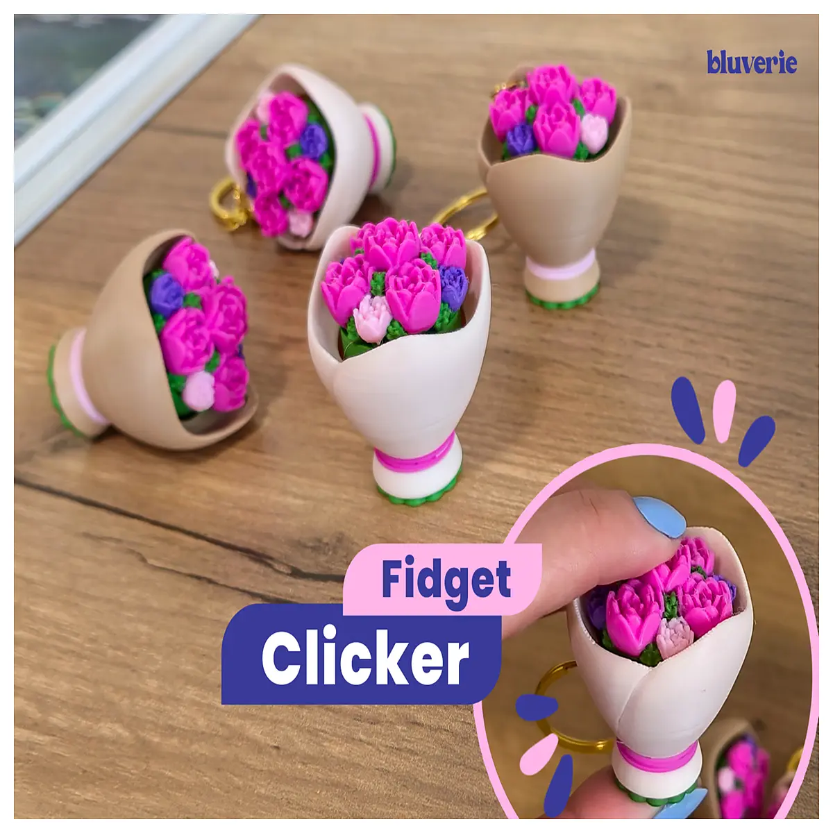 cute spring flower bouquet stress relief popper fidget toy for anxiety relief and sensory play