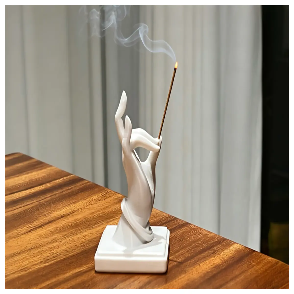 Nianxiang Buddhist Hand Incense Holder Sandalwood Incense Burner Zen Incense Stick Holder Buddhist Fragrance Decor Offering Incense Stand Zen Ince