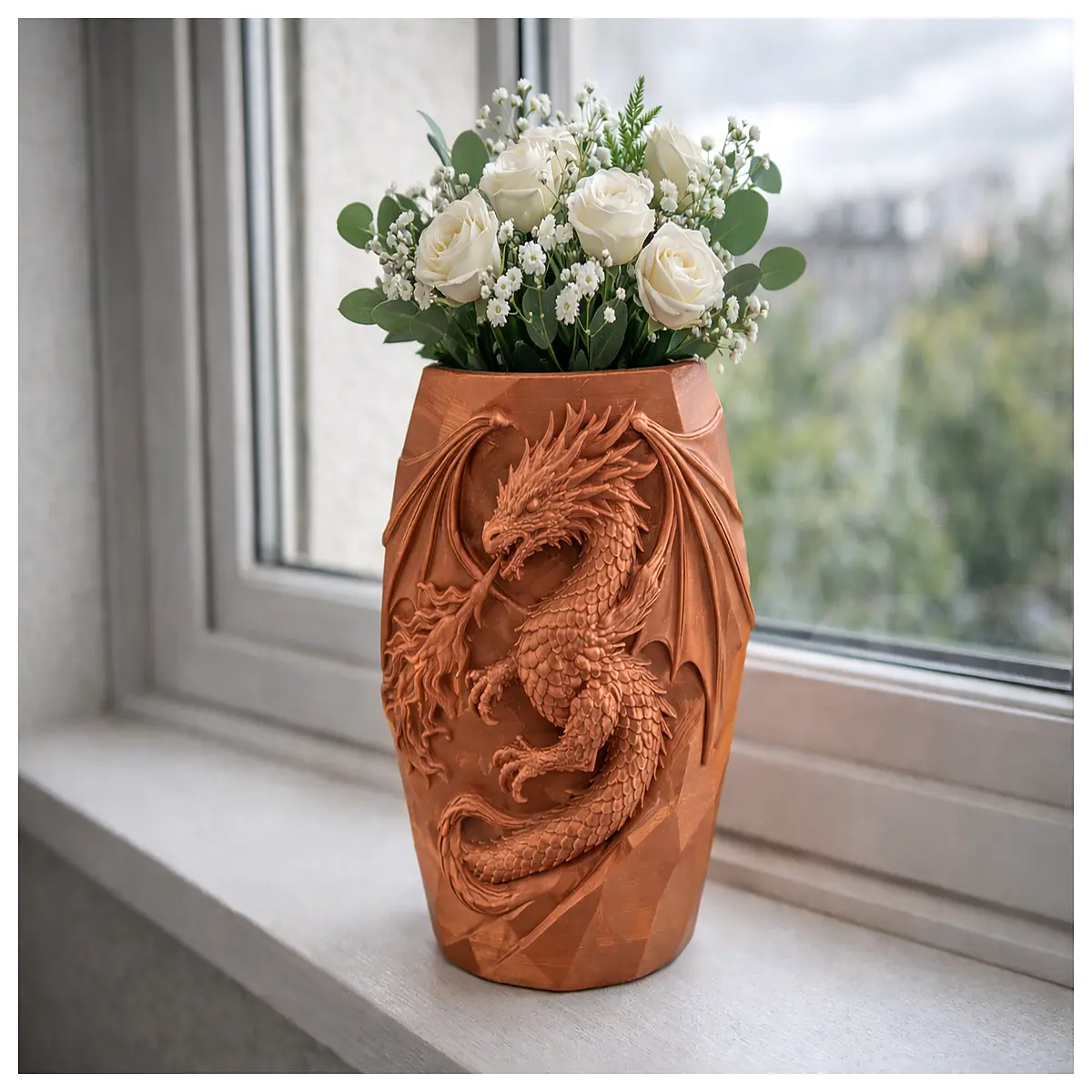 Dragon Fire Vase Decorative Ceramic Vase Home Decor Art Sculpture Flower Arrangement Creative Gift Dragon Fire Vase