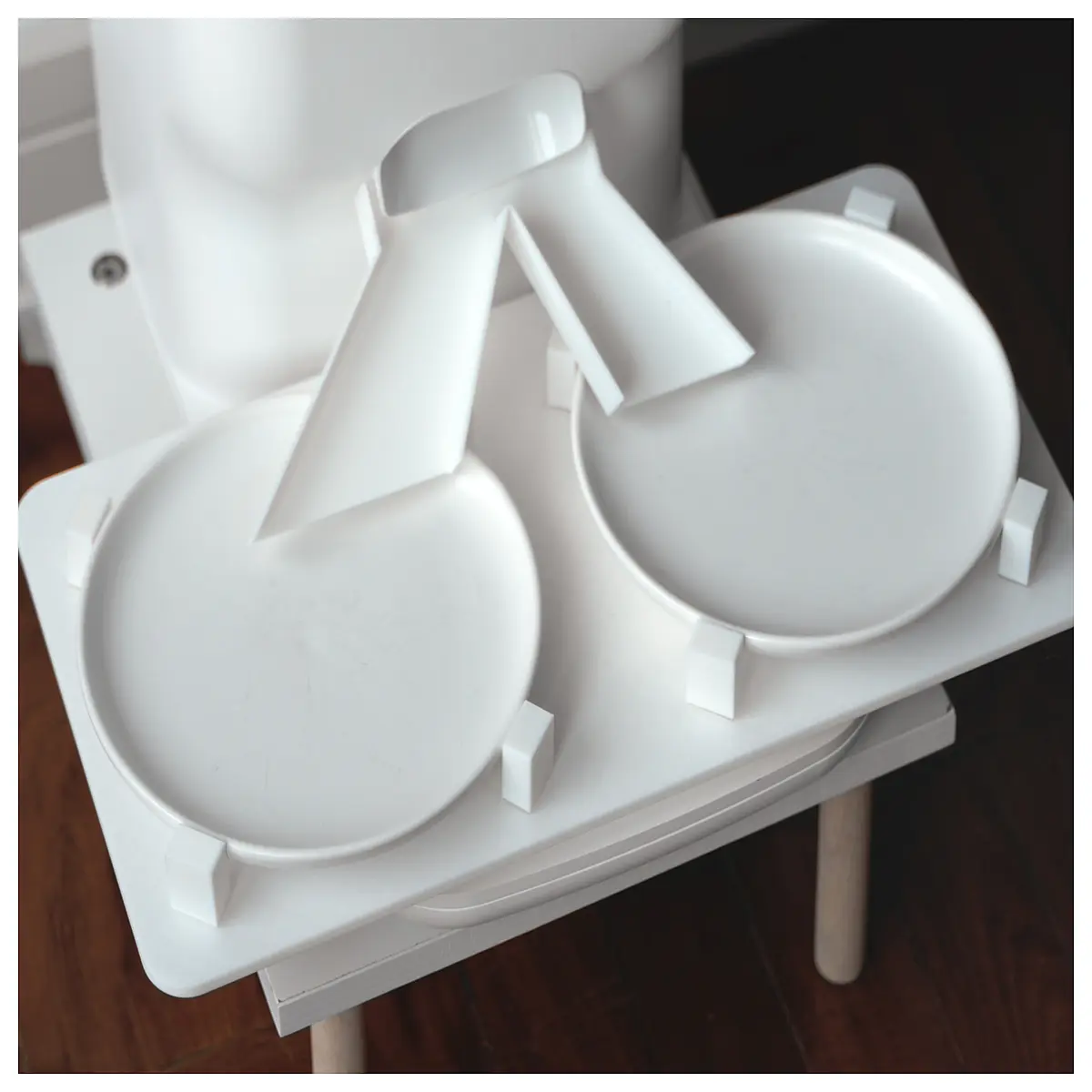 Cat Feeder Automatic Divider Double Bowl Stand Pet Food Bowl Feeding Device Feeders Accessories