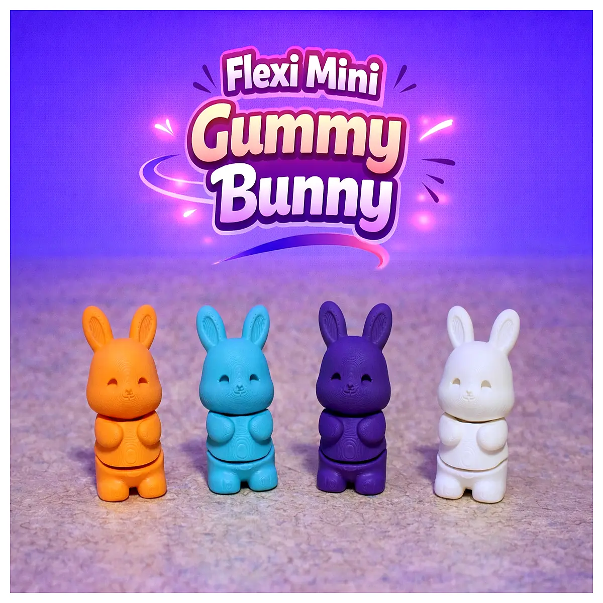 Moving Mini Gummy Rabbit Toy Educational Chew Toy Kids Gift Candy Shape Cute Animal Figure