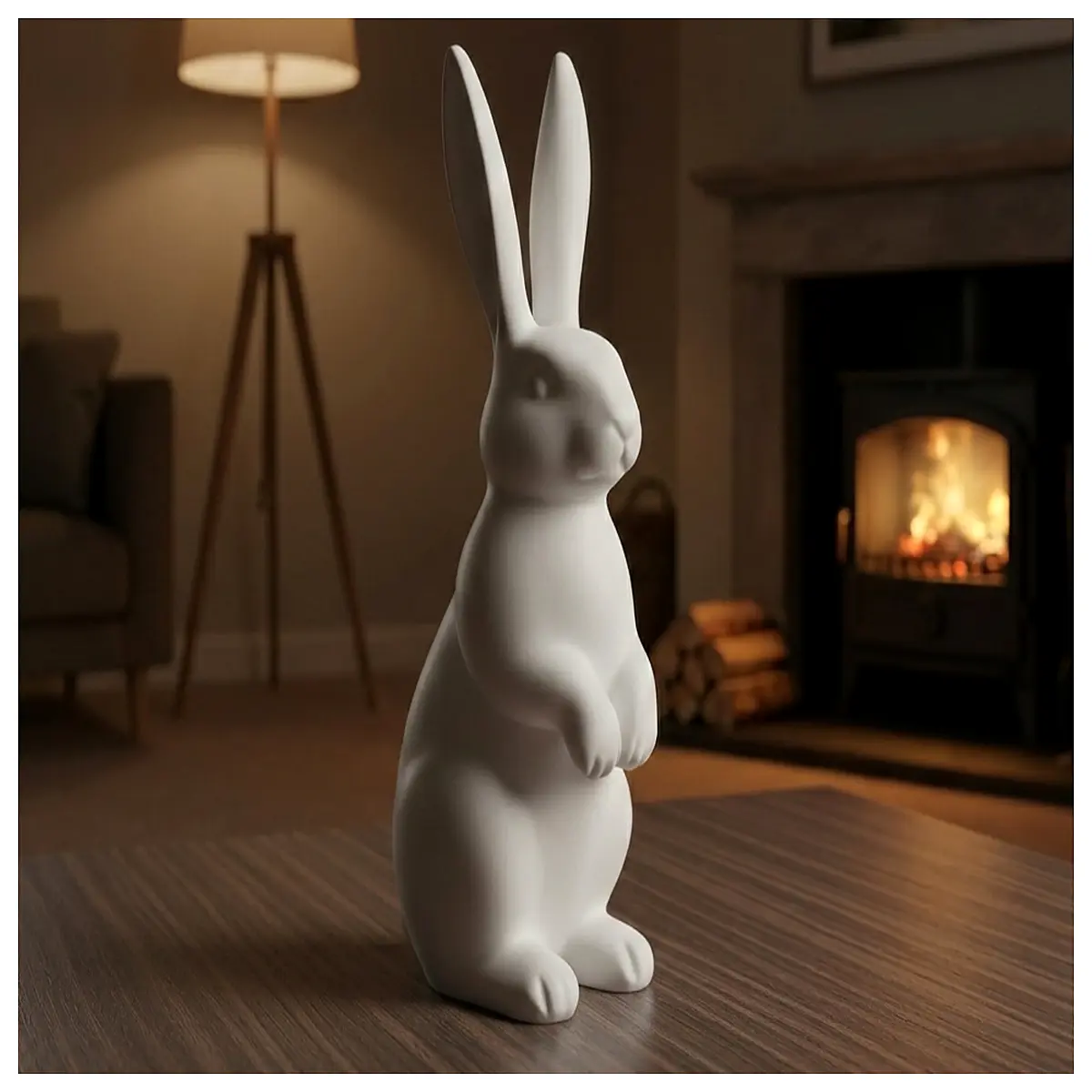 minimalist standing easter bunny decor modern plastic rabbit statue for garden patio spring holiday table centerpiece