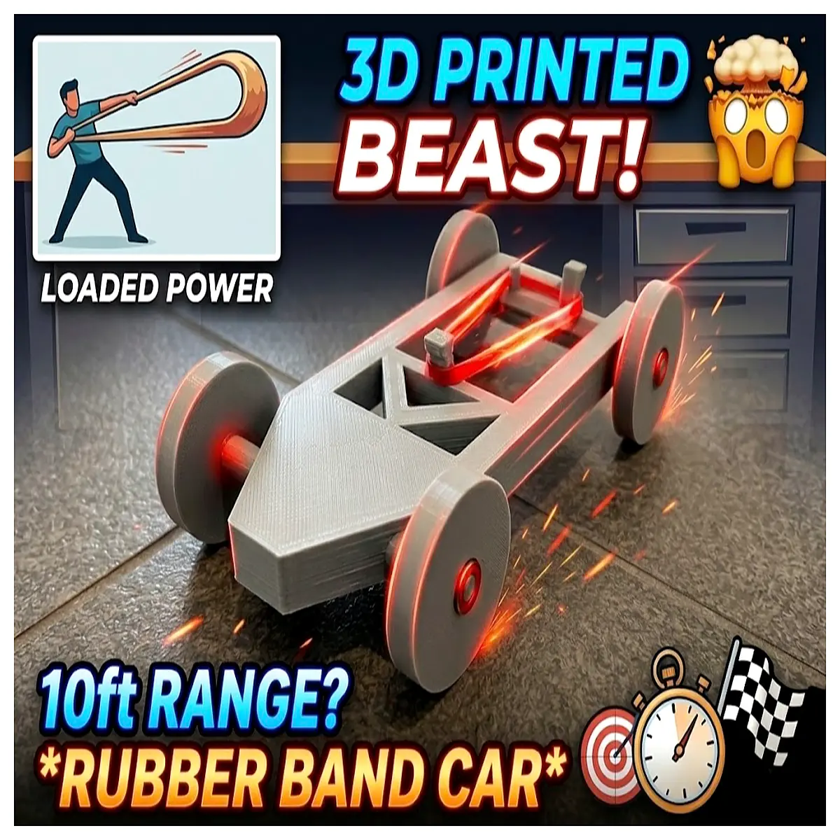 rubber band powered car diy science experiment toy for kids engineering stem learning project