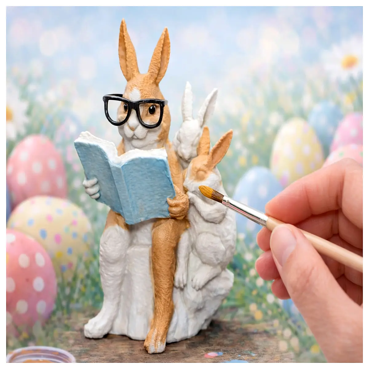 Easter Bunny Hand Painted ing Craft Family Home Decor Kids Reading Ornament Bunny Painting Easter Decoration