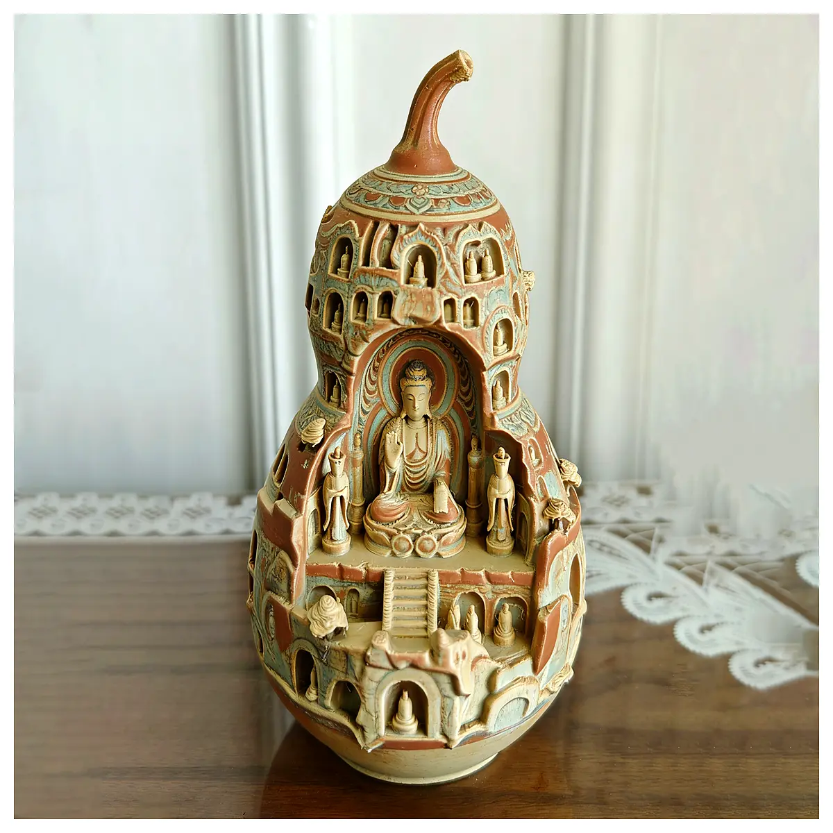 Dunhuang Mogao Cave Temple Bottle Carving Buddhist Statue Art Stone Cave Relief Sculpture Collectible Whistles