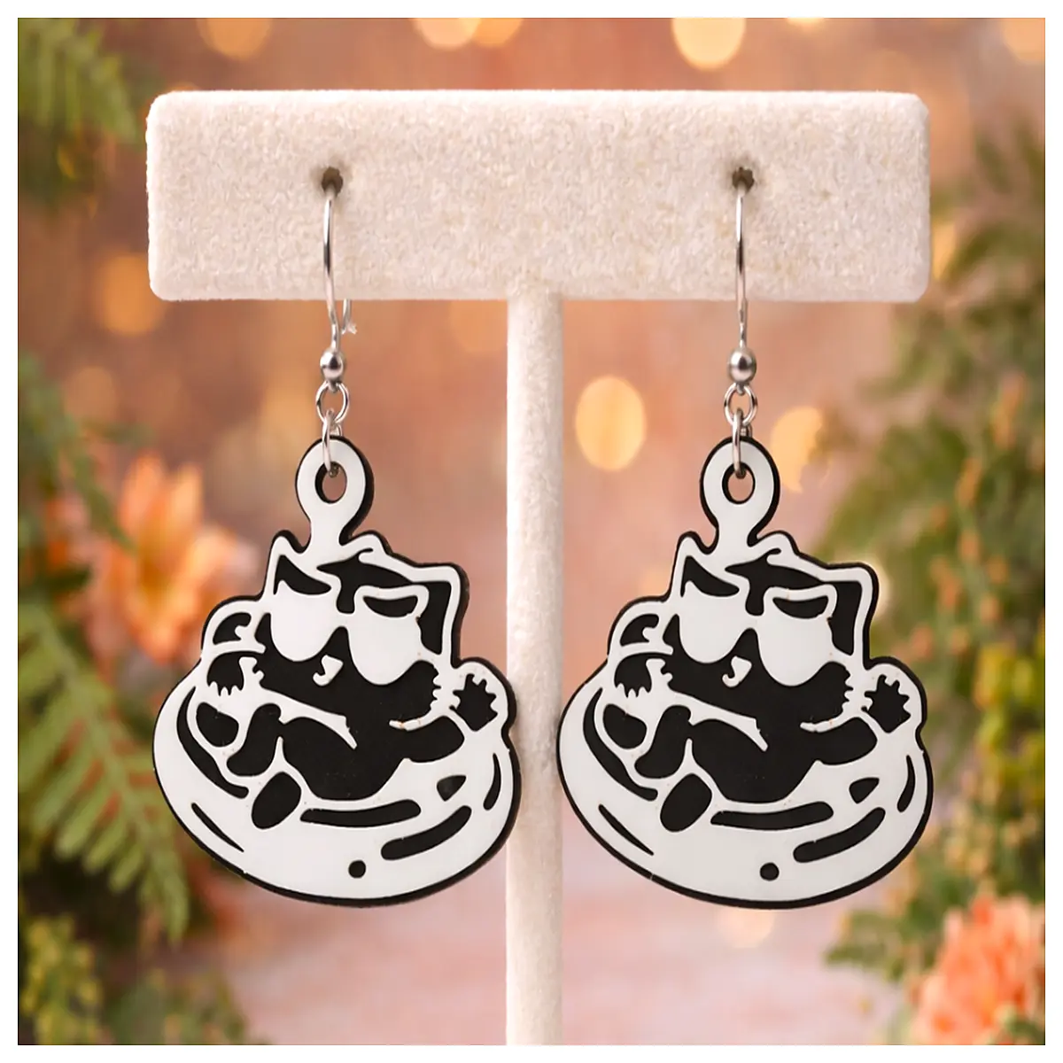 Cute Cat Ramen Earrings 3D Printed Jewelry Cat Ramen Ear Studs Kawaii Earring Pet Earrings Creative Small Accessories