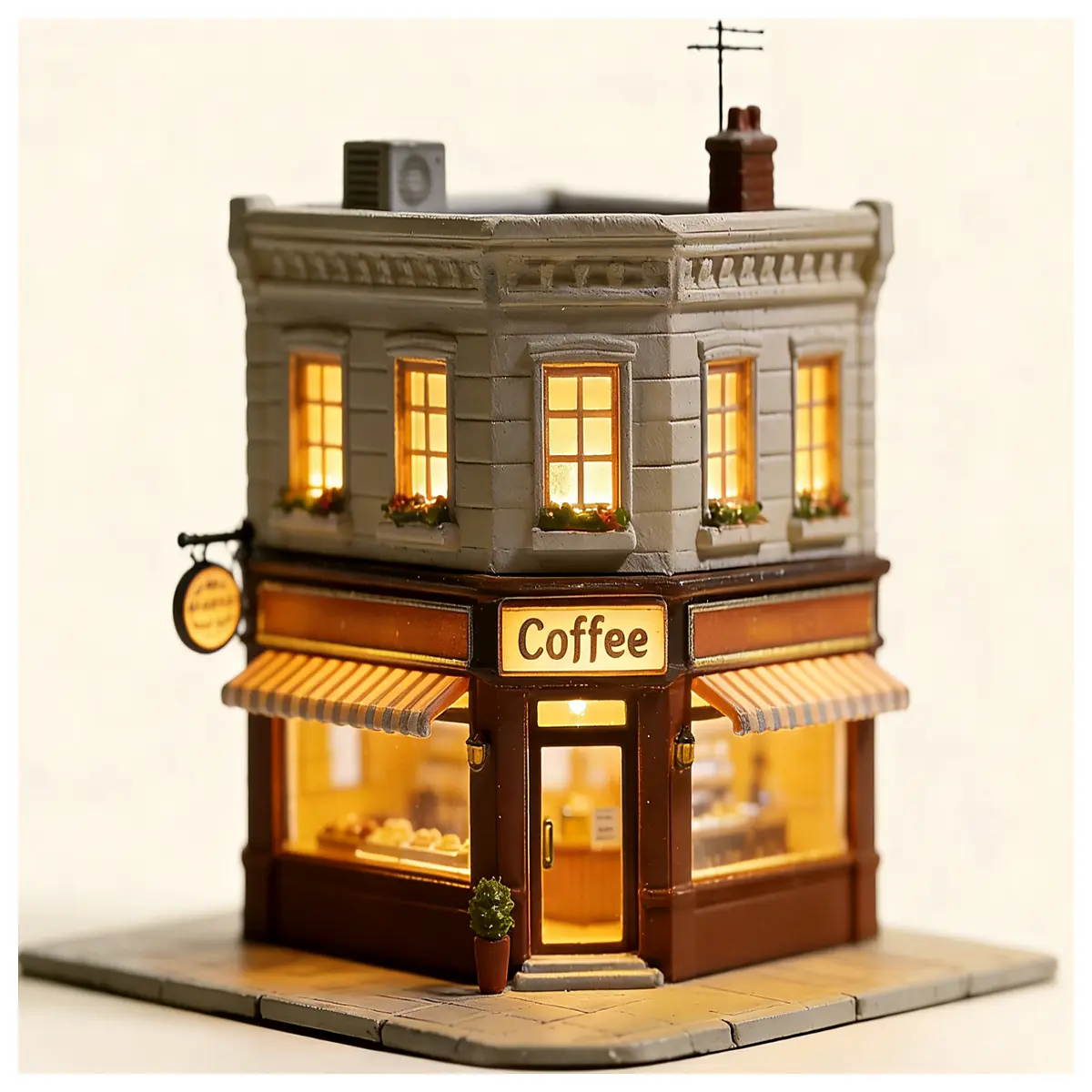 Street Miniature Model Cafe Scene Model Coffee Shop Decoration Desktop Ornament Mini Cafe Toy Scene Model