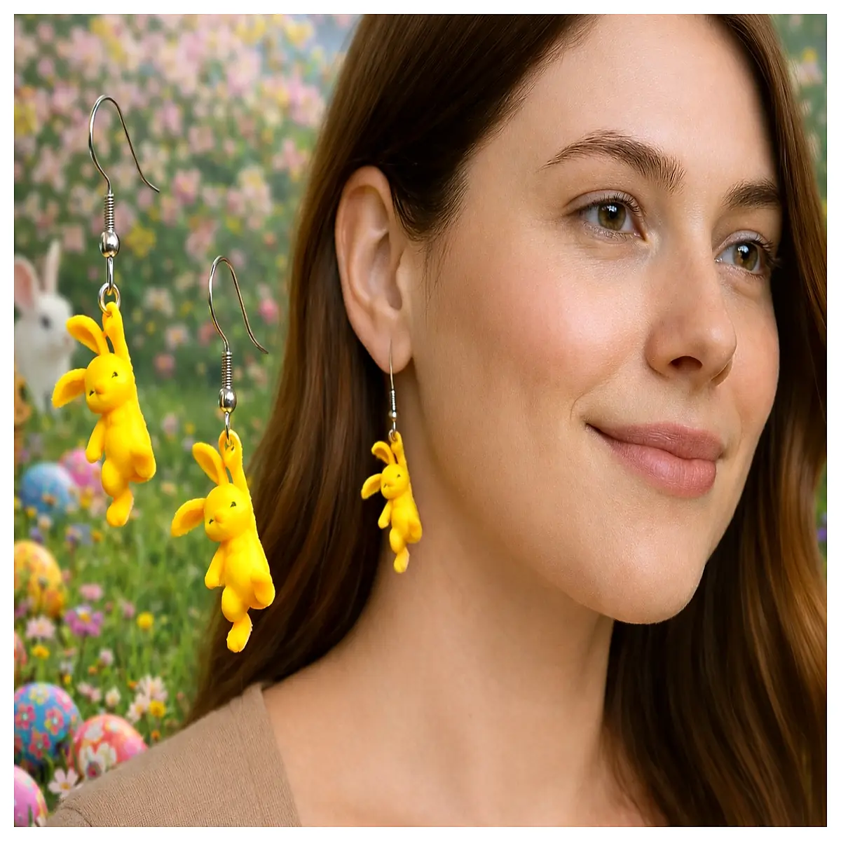 Cute Resurrection Bunny Earrings Printable DIY Jewelry Easter Decor Festive Gift Bunny Accessories