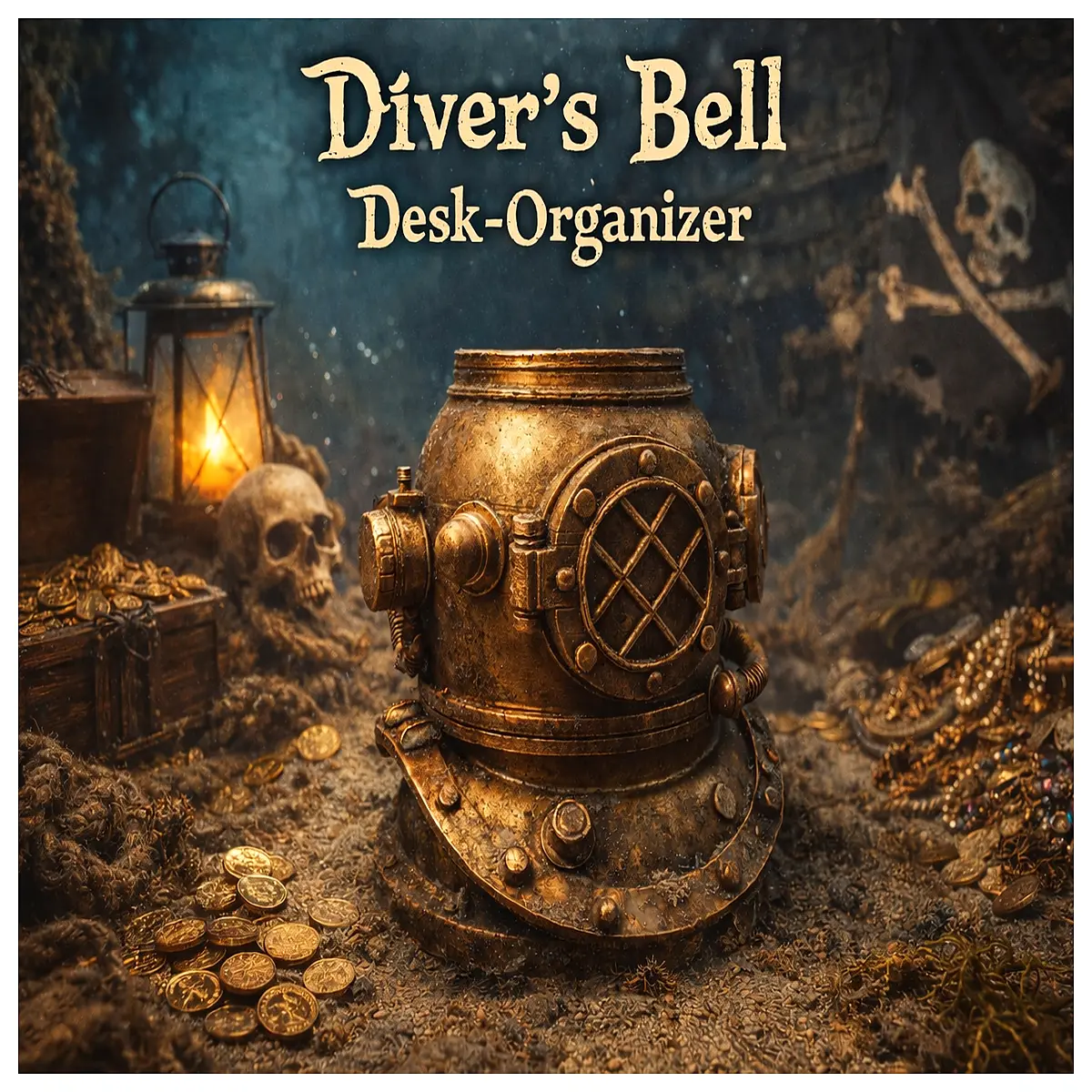 retro diving bell desk organizer vintage nautical style office supplies storage container for pens and accessories