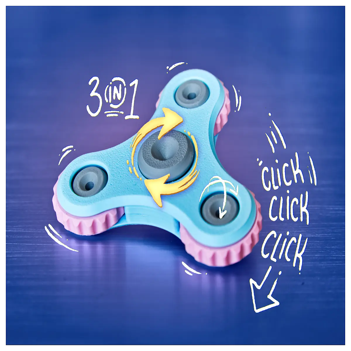 Clicker Spinner Toy Stress Relief Fidget Toy 3 in 1 Anxiety Reducer Aid Calming Tool