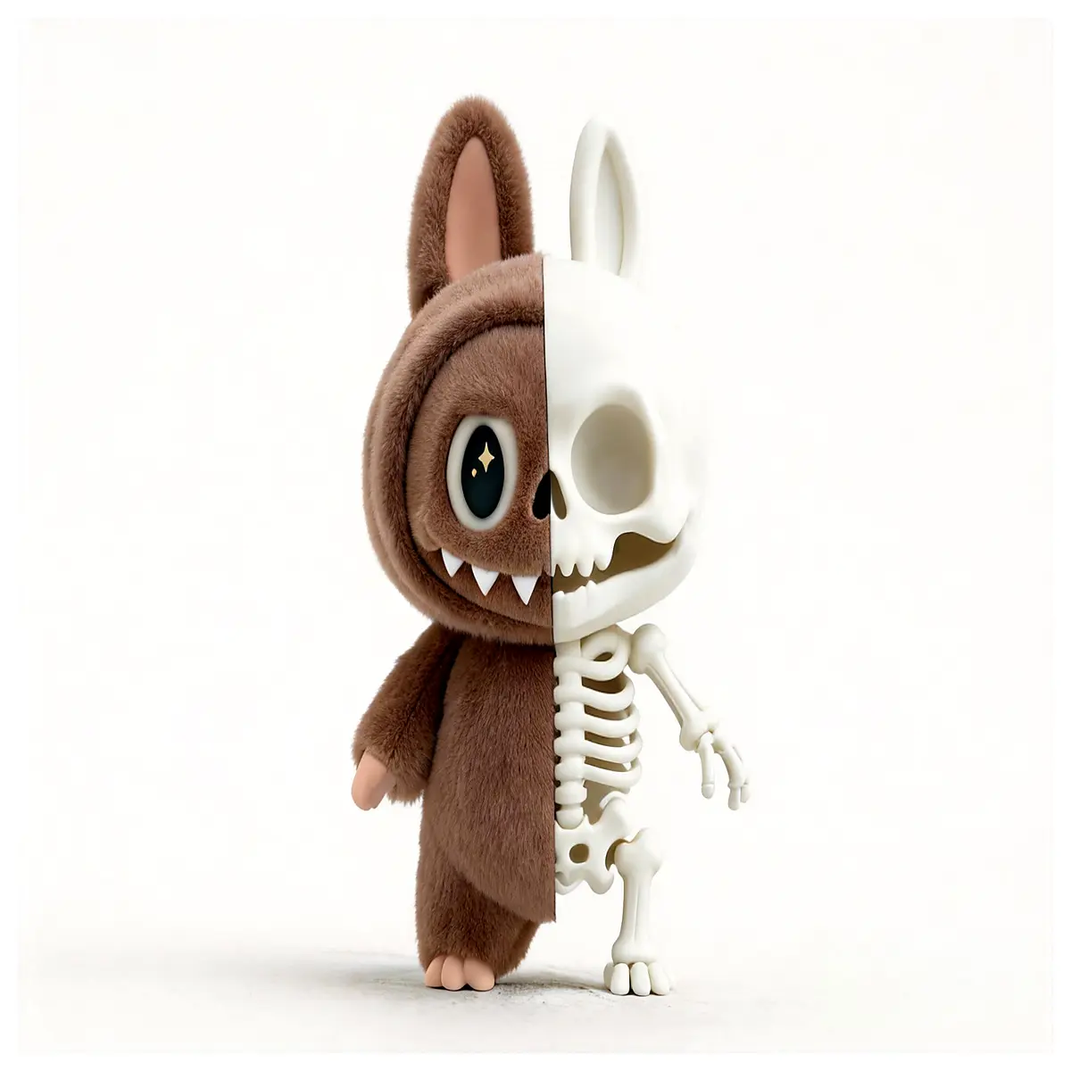 gothic skeleton rabbit plushie skull bunny soft toy for dark aesthetic room decor